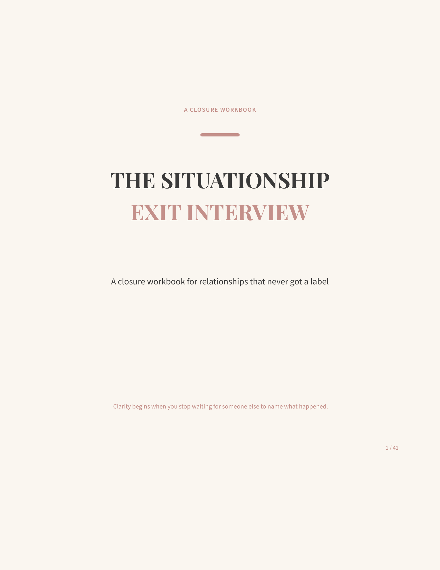 The Situationship Exit Interview | 41-Page Closure Workbook